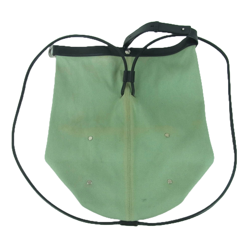JIL SANDER+ ジルサンダープラス キャンバス ドローストリング 巾着型 ショルダー バッグ ライトグリーン系 ブラック系【中古】