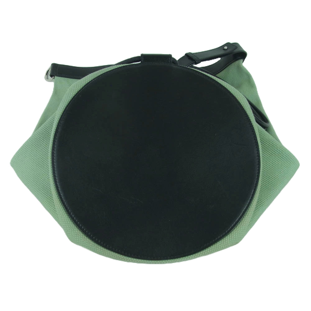 JIL SANDER+ ジルサンダープラス キャンバス ドローストリング 巾着型 ショルダー バッグ ライトグリーン系 ブラック系【中古】