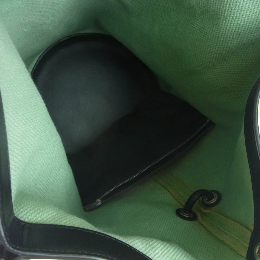 JIL SANDER+ ジルサンダープラス キャンバス ドローストリング 巾着型 ショルダー バッグ ライトグリーン系 ブラック系【中古】