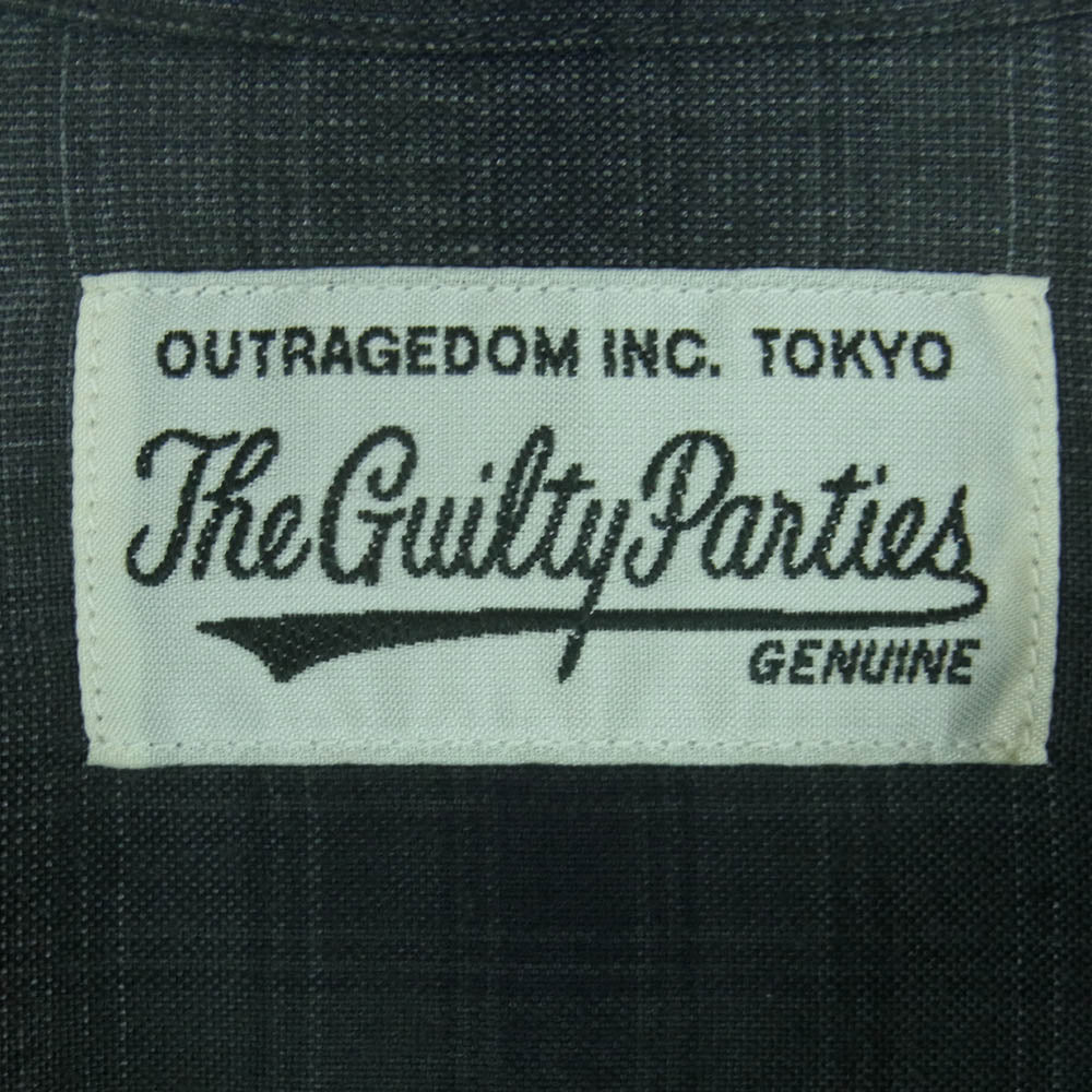 WACKO MARIA ワコマリア OMBRE CHECK OPEN COLLAR SHIRT オンブレ チェック レーヨン 長袖 シャツ 日本製 グレー系 M【中古】