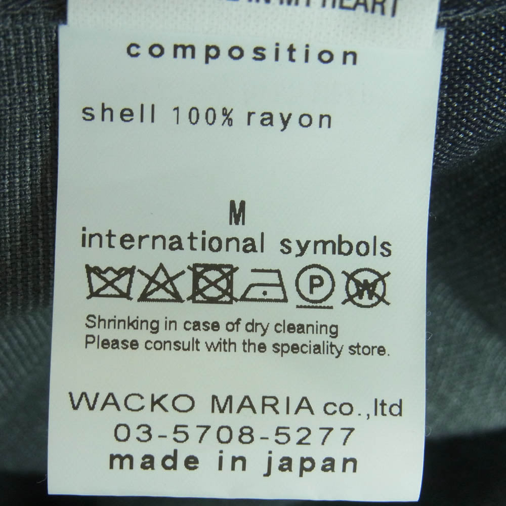 WACKO MARIA ワコマリア OMBRE CHECK OPEN COLLAR SHIRT オンブレ チェック レーヨン 長袖 シャツ 日本製 グレー系 M【中古】