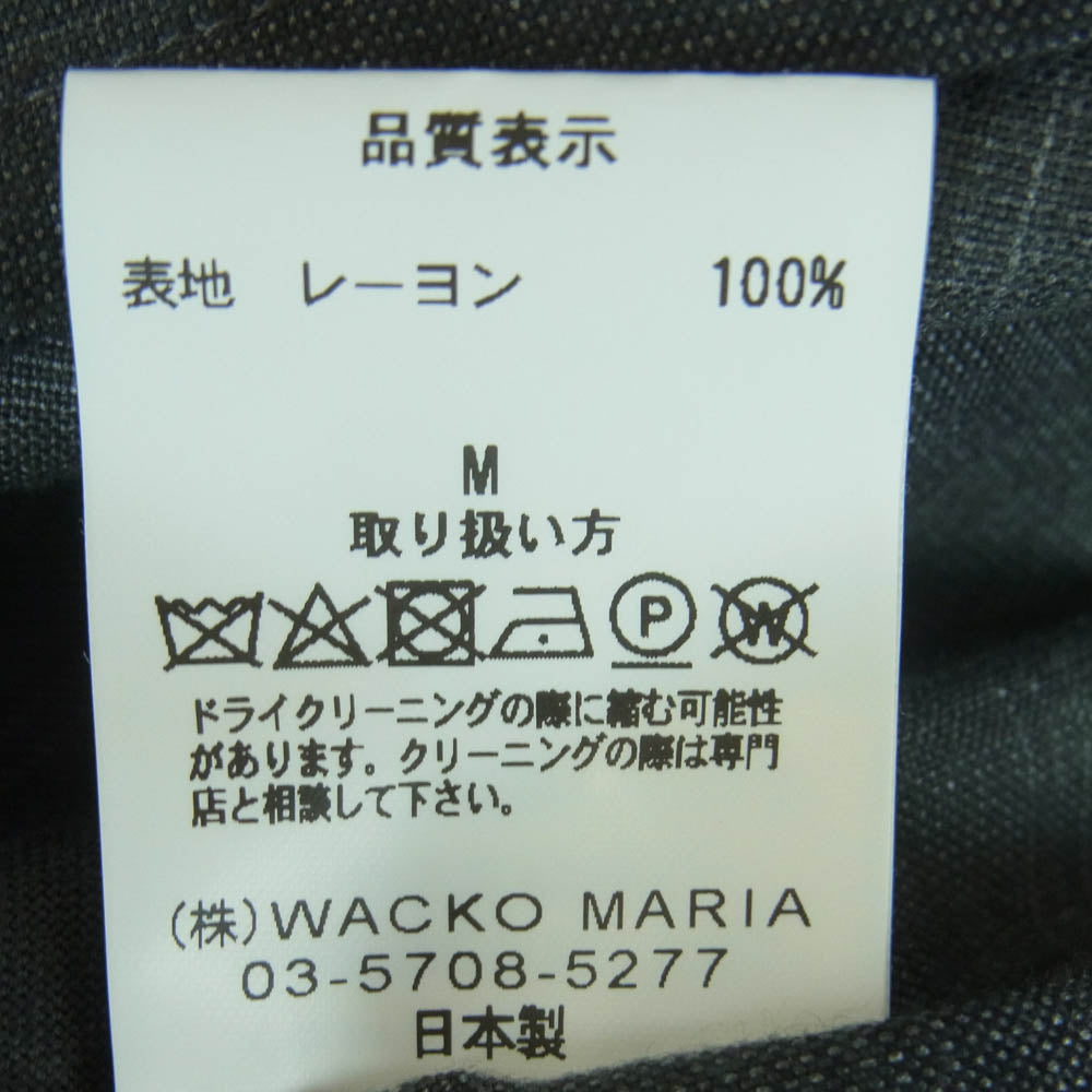 WACKO MARIA ワコマリア OMBRE CHECK OPEN COLLAR SHIRT オンブレ チェック レーヨン 長袖 シャツ 日本製 グレー系 M【中古】