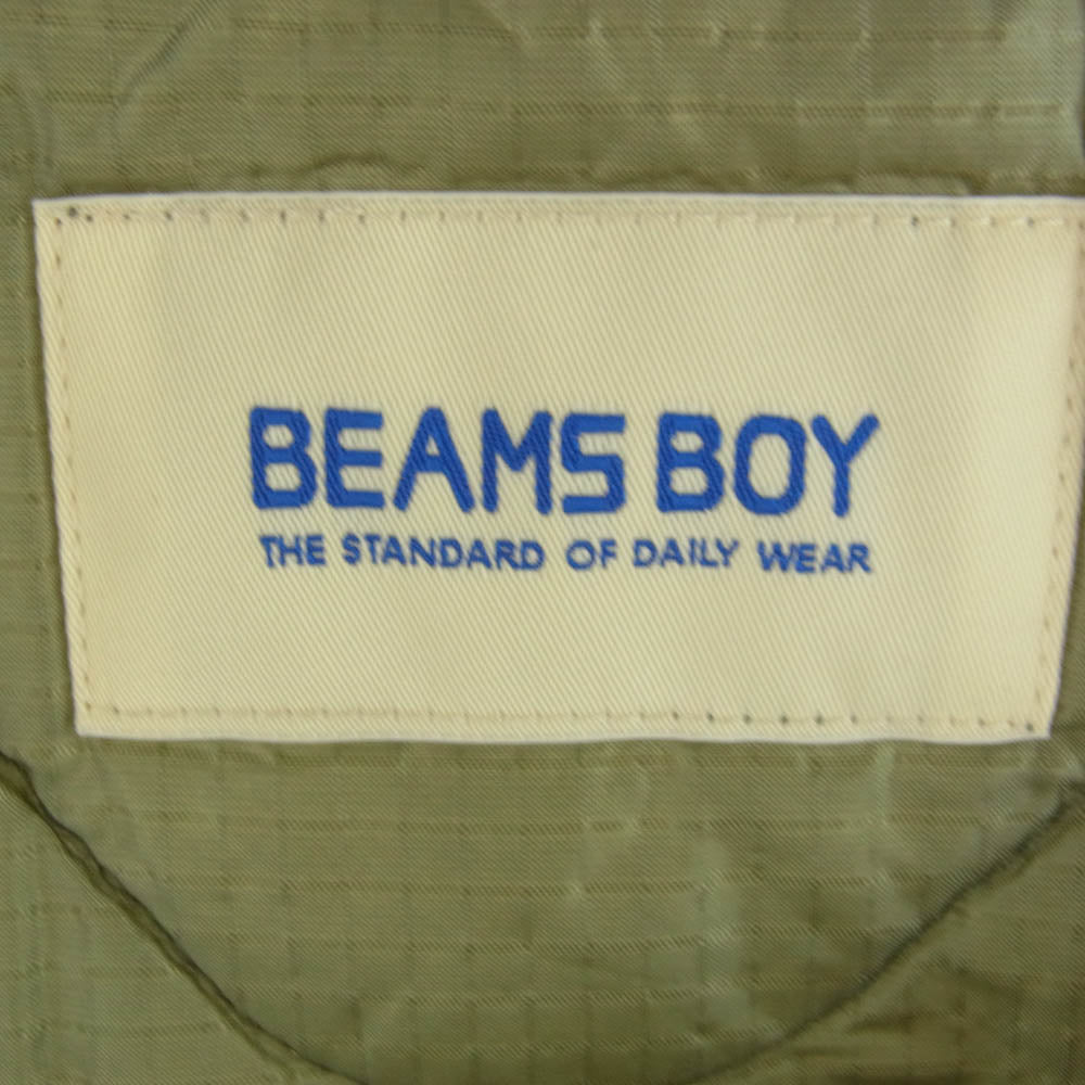 BEAMS BOY ビームスボーイ ミリタリー キルティング リップサーモライナー ベスト グリーン系【中古】