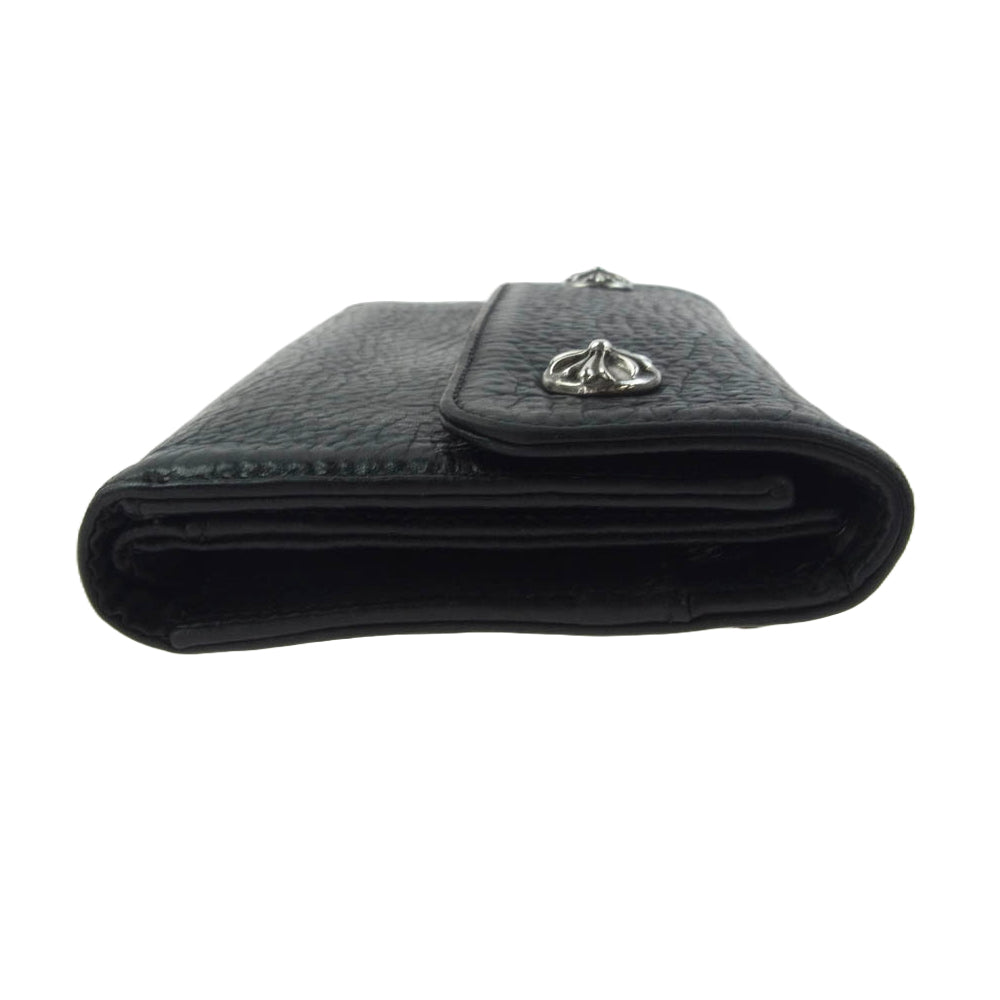 CHROME HEARTS クロムハーツ（原本有） WAVE CROSS BTN ウェーブ ウォレット クロスボタン 長財布 ブラック系【中古】