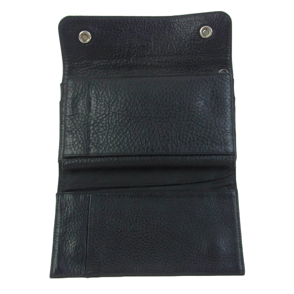 CHROME HEARTS クロムハーツ（原本有） WAVE CROSS BTN ウェーブ ウォレット クロスボタン 長財布 ブラック系【中古】