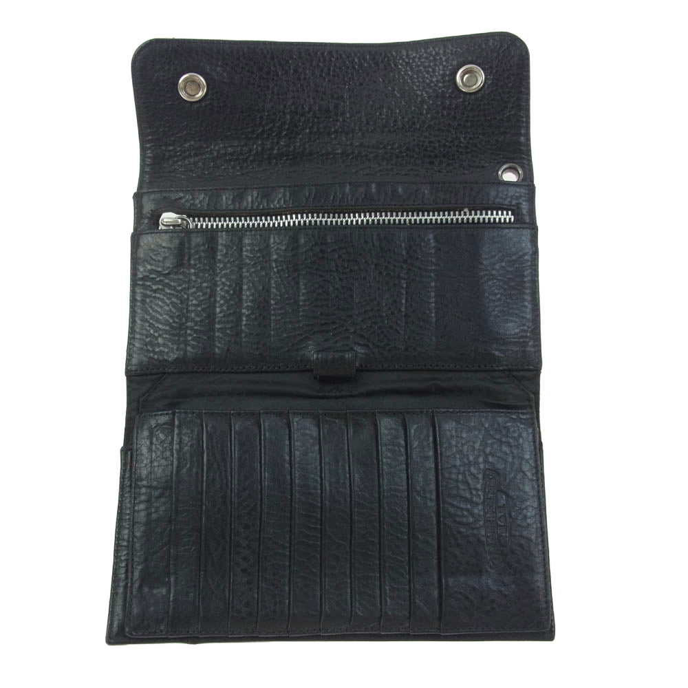 CHROME HEARTS クロムハーツ（原本有） WAVE CROSS BTN ウェーブ ウォレット クロスボタン 長財布 ブラック系【中古】