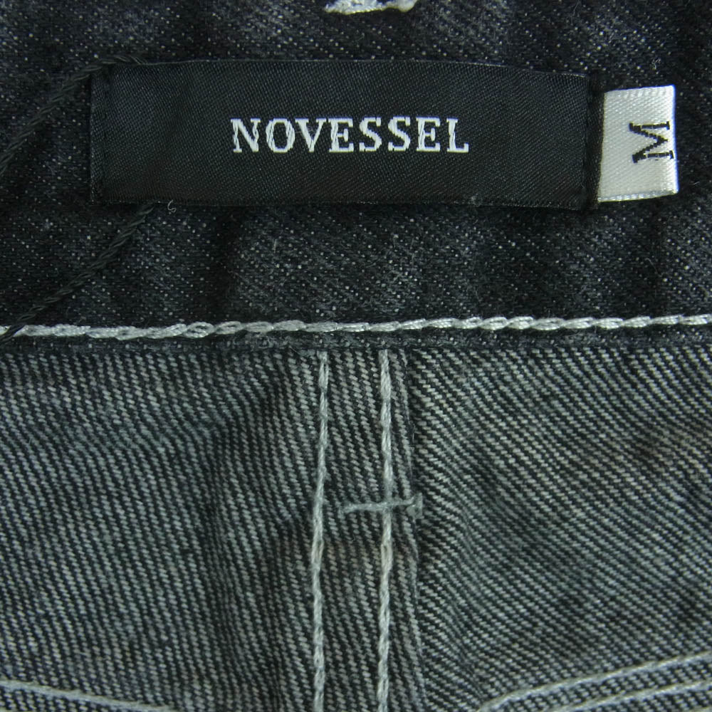 ノベセル ボーダー ライン ダメージ加工 デニム パンツ ジーンズ 中国製 ブラック系 グレー系 M【中古】