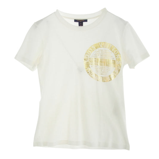LOUIS VUITTON ルイ・ヴィトン RW201W TWD FGTS15 胸 ゴールド ロゴ プリント 半袖 Tシャツ ホワイト系 XS【中古】