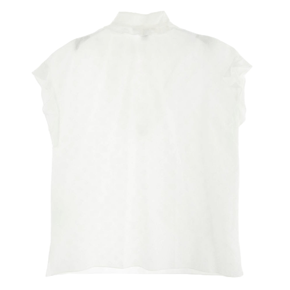 LOUIS VUITTON ルイ・ヴィトン RW192W AQV FHBL13 モノグラム 総柄 プルオーバー ノースリーブ シャツ フリル ジャガード ブラウス ホワイト系 34【中古】