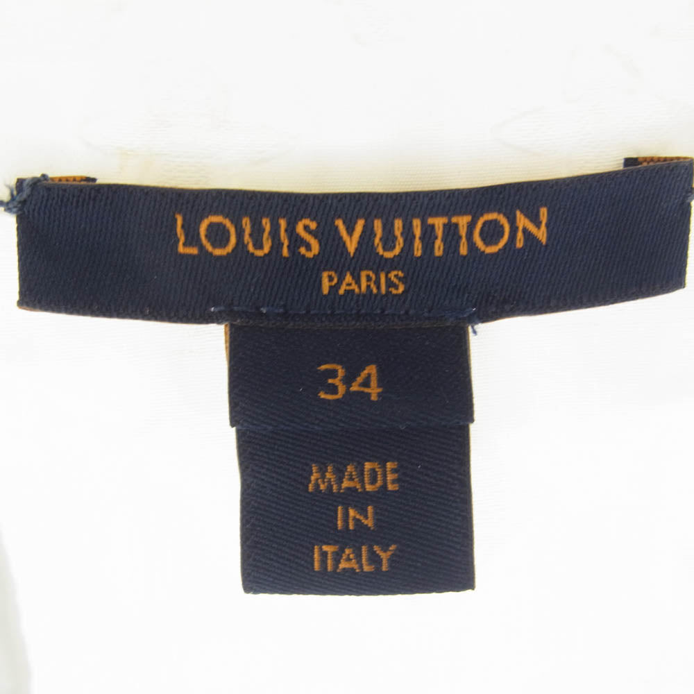 LOUIS VUITTON ルイ・ヴィトン RW192W AQV FHBL13 モノグラム 総柄 プルオーバー ノースリーブ シャツ フリル ジャガード ブラウス ホワイト系 34【中古】
