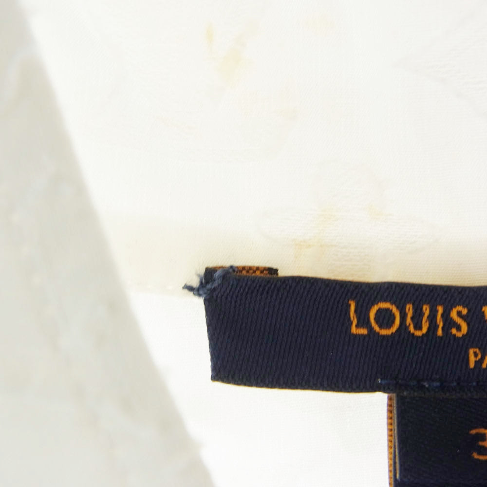 LOUIS VUITTON ルイ・ヴィトン RW192W AQV FHBL13 モノグラム 総柄 プルオーバー ノースリーブ シャツ フリル ジャガード ブラウス ホワイト系 34【中古】