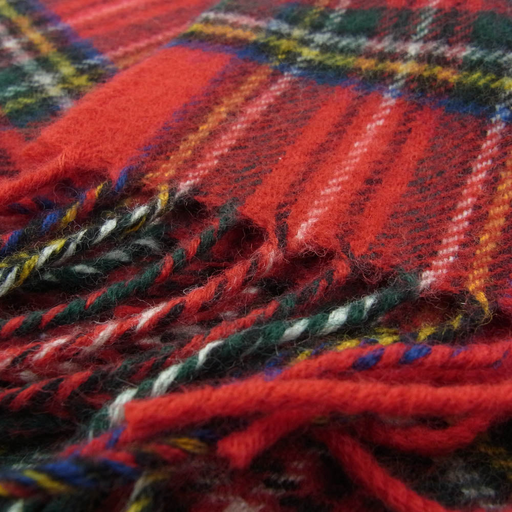 Lewis Leathers ルイスレザー スコットランド製 タータンチェック ラムウール マフラー レッド系【中古】