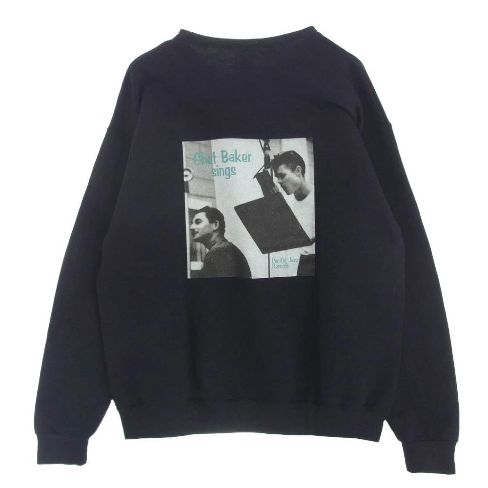WACKO MARIA ワコマリア CHET BAKER CREW NECK SWEAT SHIRT チェット ベイカー クルーネック スウェット ブラック系 XL【極上美品】【中古】