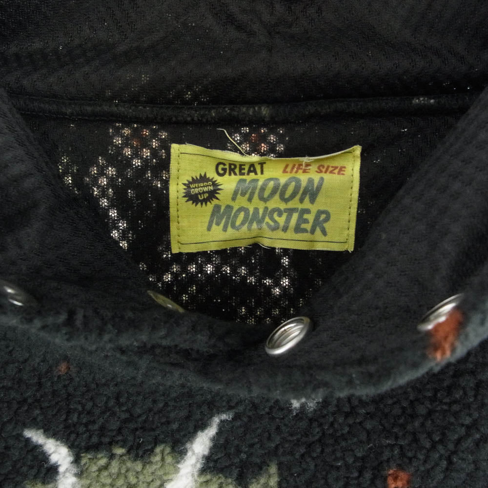 WEIRDO ウィアード WRD-22-AW-09 GREAT MOON MONSTER ムーン モンスター ボア フリース フーディ パーカー ブラック系 グリーン系 XXL【美品】【中古】