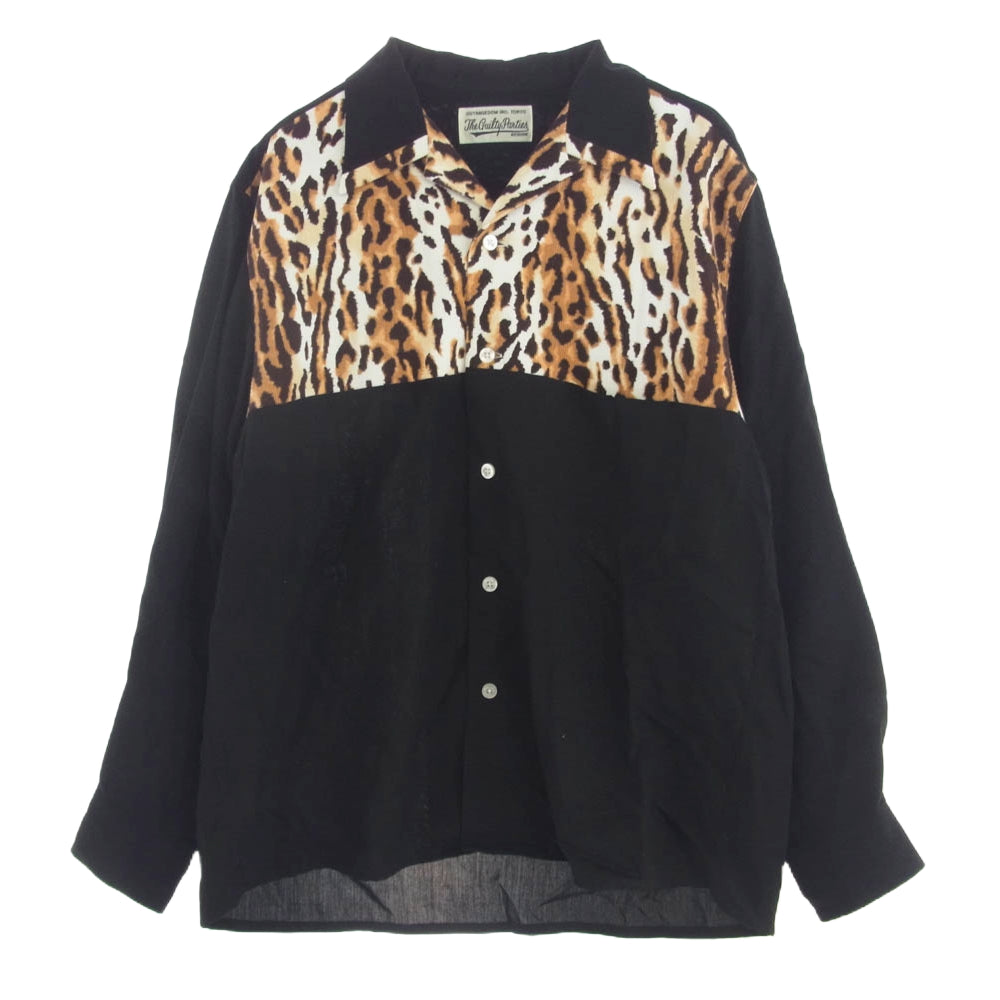 WACKO MARIA ワコマリア 22AW TWO-TONE 50's SHIRT ツートーン レオパード オープンカラー シャツ 長袖 マルチカラー系 M【中古】