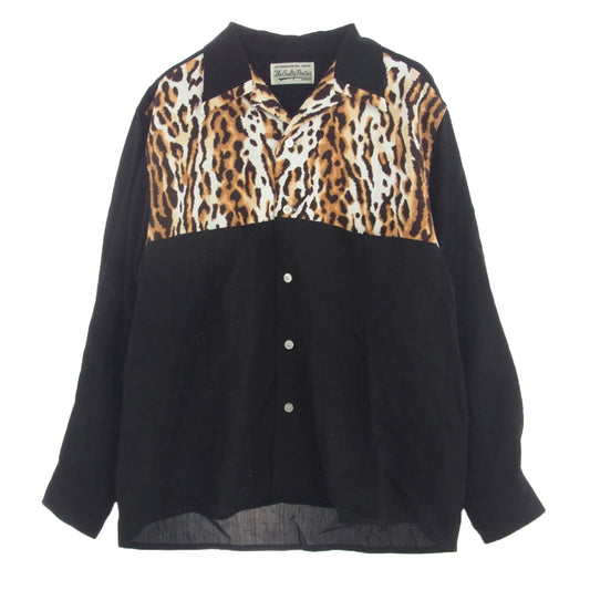 WACKO MARIA ワコマリア 22AW TWO-TONE 50's SHIRT ツートーン レオパード オープンカラー シャツ 長袖 マルチカラー系 M【中古】