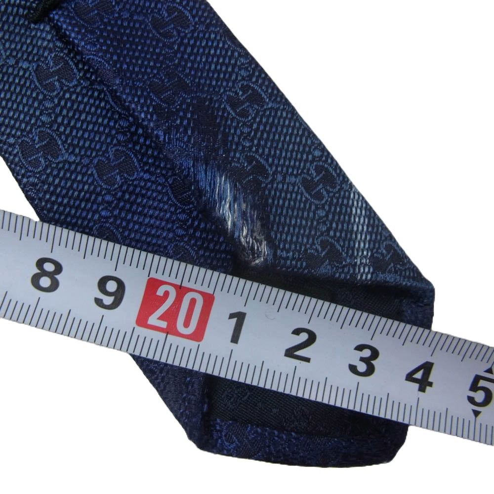 GUCCI グッチ シルク 100％ GG柄 ネクタイ 総柄 ネイビー系【中古】