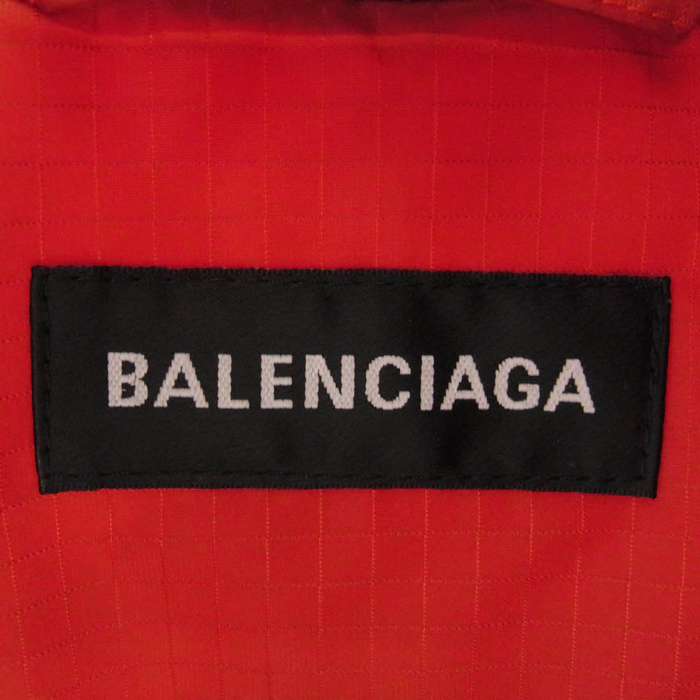 BALENCIAGA バレンシアガ 20AW 621982 TYD33 ロゴ 刺繍 リップストップ パファー ジャケット ブルゾン レッド系 44【中古】