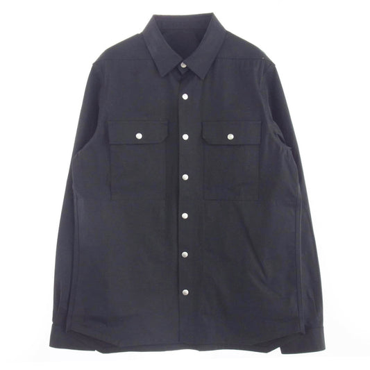 Rick Owens リックオウエンス RU01D3729-TE Heavy Cotton Outershirt ヘビーコットン アウター シャツ 長袖 スナップボタン ブラック系 50【中古】