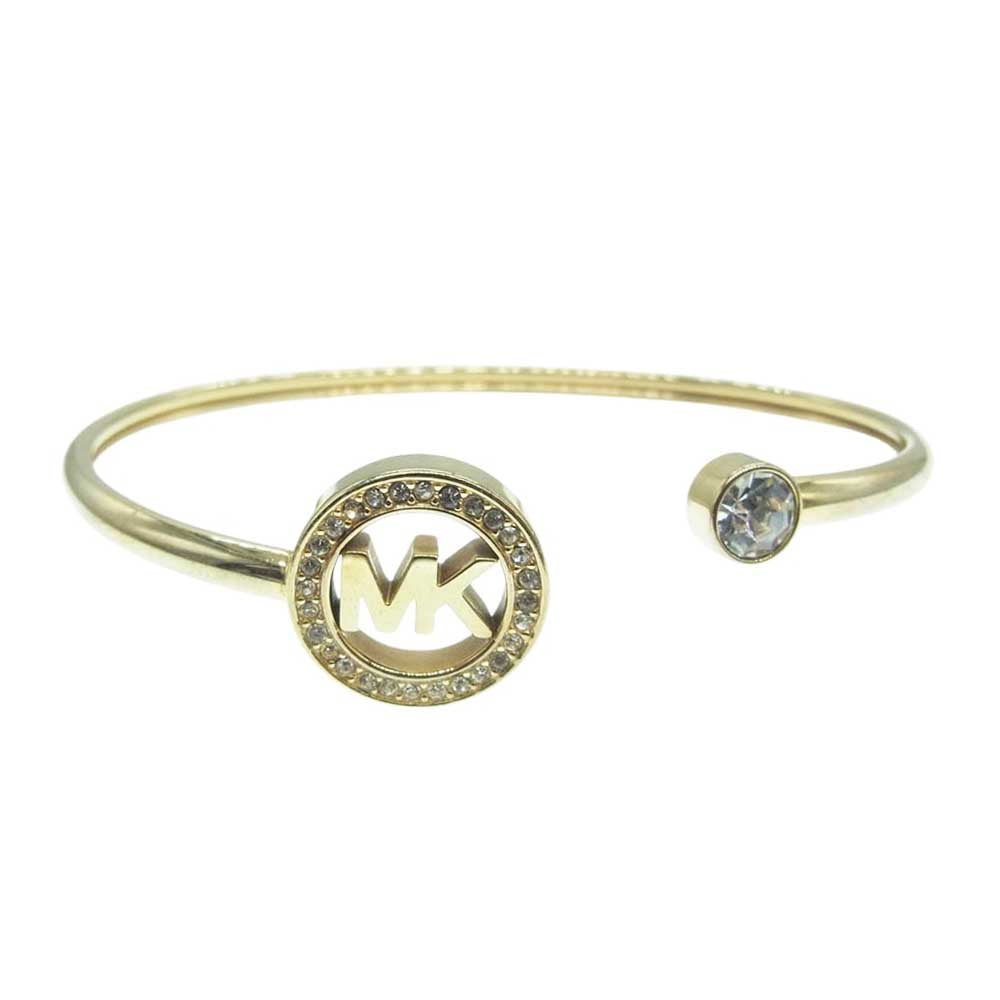 Michael Kors マイケルコース ロゴ ラインストーン バングル ブレスレット ゴールド系【中古】
