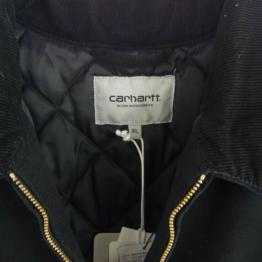 Carhartt カーハート I027358 11-18-1853-095-19-22 OG DETROIT JACKET 12oz ダックキャンバス生地 裏地キルトライナー デトロイト ワーク ジャケット ブラック系 XL【中古】