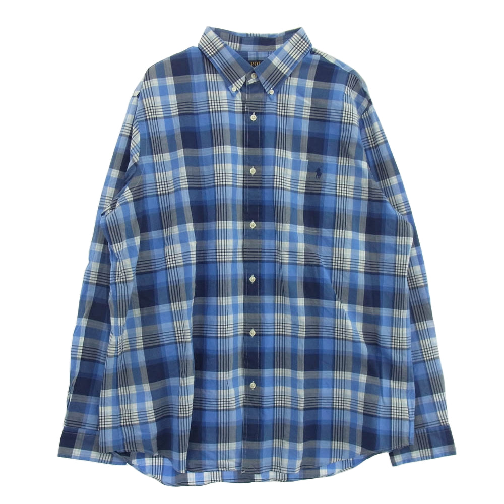 POLO RALPH LAUREN ポロ・ラルフローレン CLASSIC FIT クラシック フィット ギンガムチェック 長袖 シャツ ブルー系 XXL【中古】