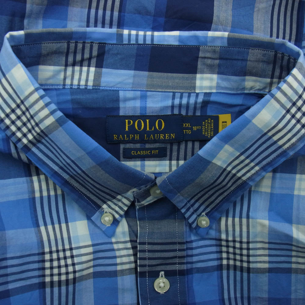 POLO RALPH LAUREN ポロ・ラルフローレン CLASSIC FIT クラシック フィット ギンガムチェック 長袖 シャツ ブルー系 XXL【中古】
