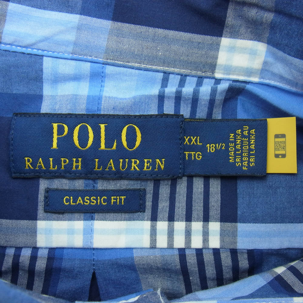 POLO RALPH LAUREN ポロ・ラルフローレン CLASSIC FIT クラシック フィット ギンガムチェック 長袖 シャツ ブルー系 XXL【中古】