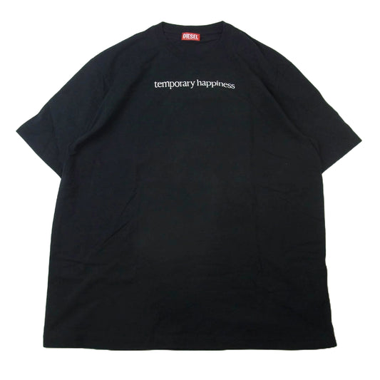 DIESEL ディーゼル temporary happiness 刺繍 クルーネック 半袖 Tシャツ ブラック系 3XL【中古】