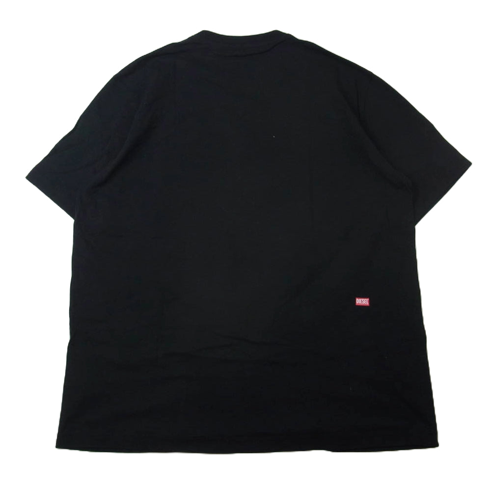 DIESEL ディーゼル temporary happiness 刺繍 クルーネック 半袖 Tシャツ ブラック系 3XL【中古】