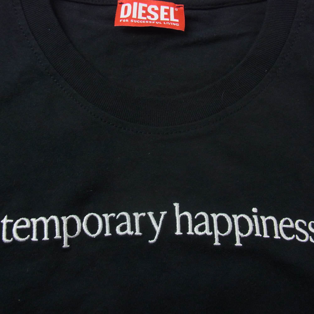 DIESEL ディーゼル temporary happiness 刺繍 クルーネック 半袖 Tシャツ ブラック系 3XL【中古】