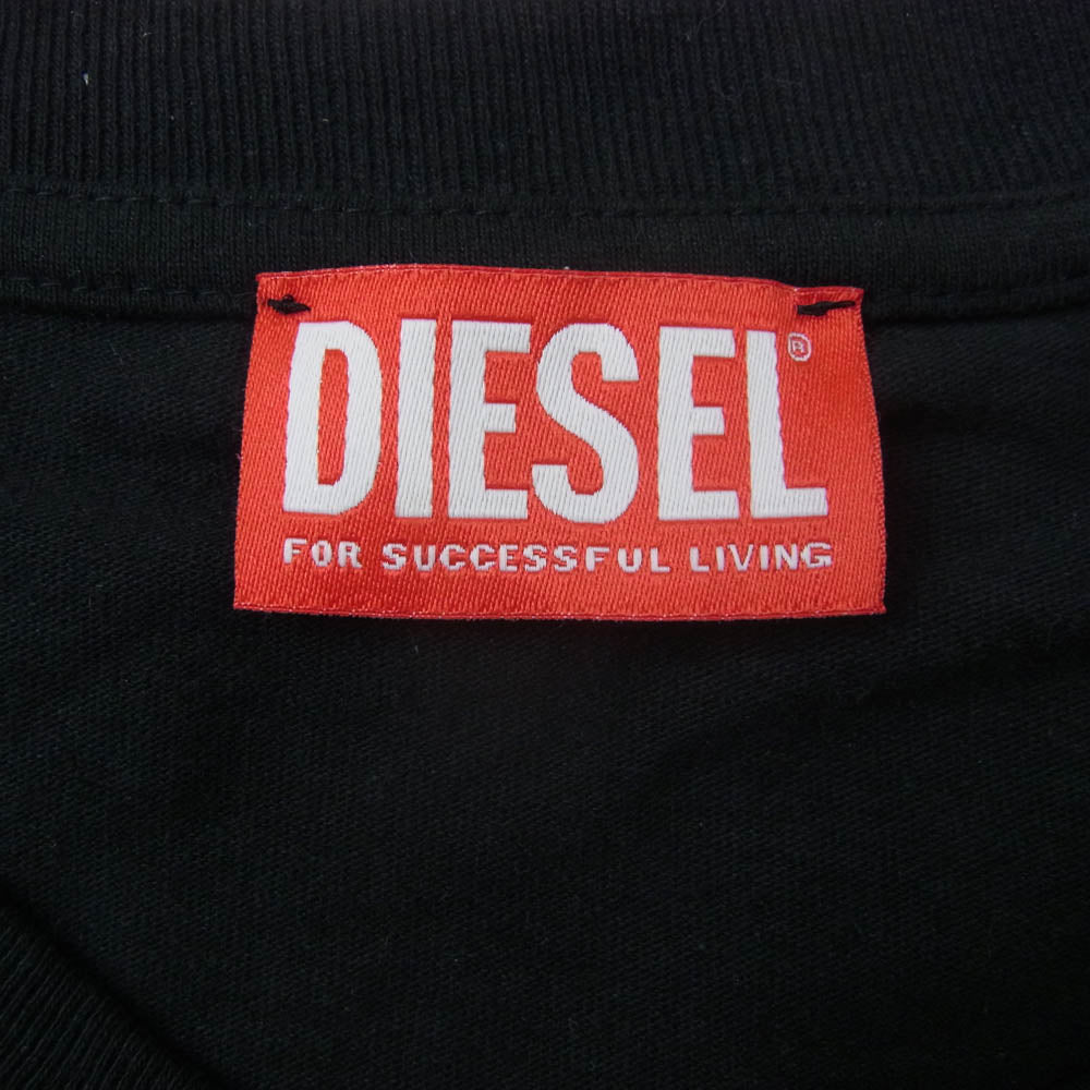 DIESEL ディーゼル temporary happiness 刺繍 クルーネック 半袖 Tシャツ ブラック系 3XL【中古】