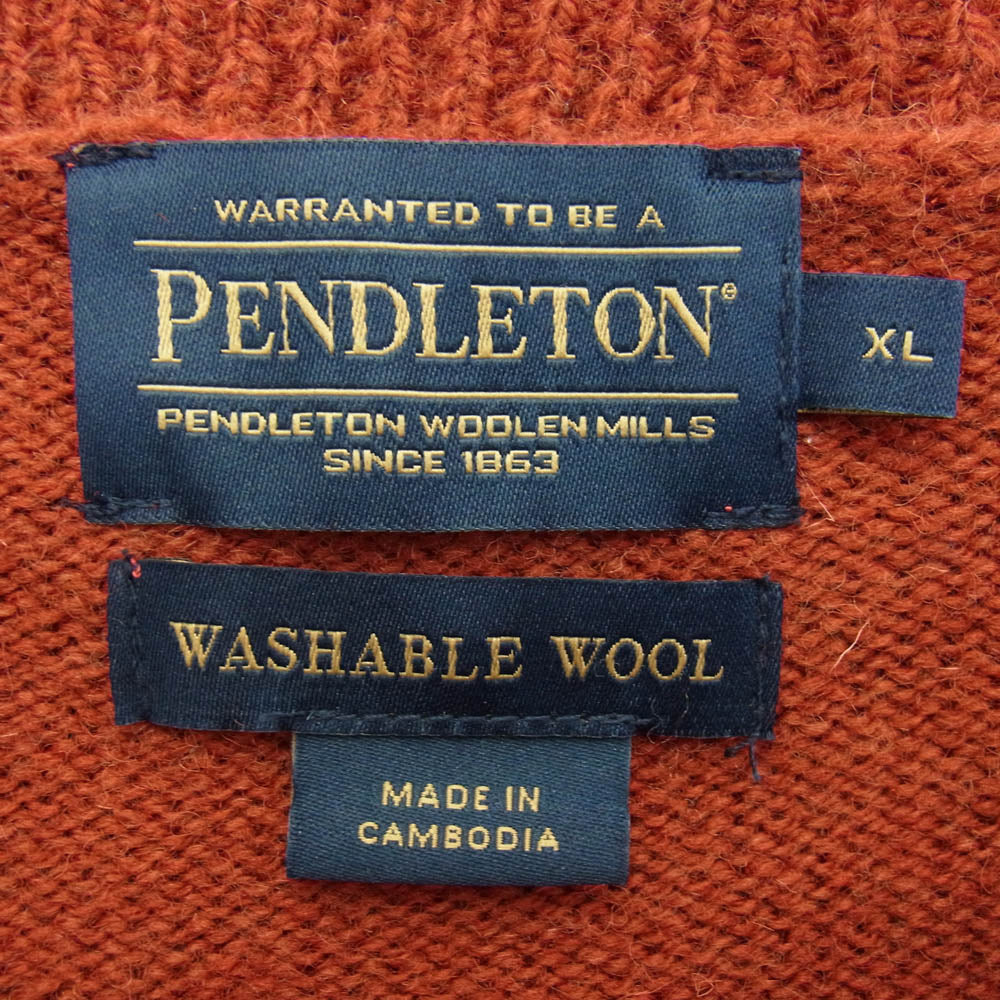 PENDLETON ペンドルトン シェットランドウール ニット セーター レッド系 XL【中古】