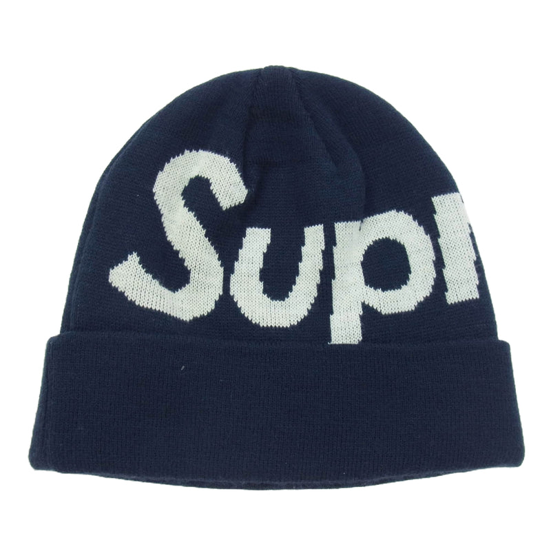 Supreme シュプリーム Big Logo Beanie ビッグ ロゴ ニット キャップ ネイビー系【中古】
