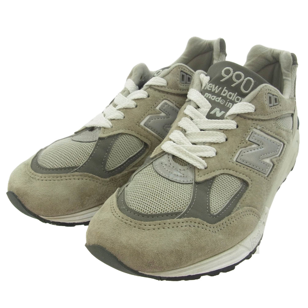 NEW BALANCE ニューバランス M990GY2 USA製 990V2 スエード メッシュ ローカット スニーカー グレー系 26.5cm【中古】