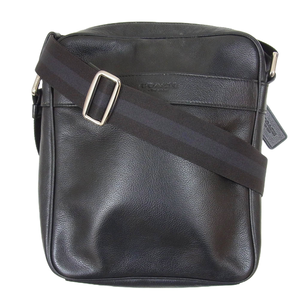COACH コーチ F54782 スムースレザー フライトバッグ ショルダーバッグ ブラック系【中古】