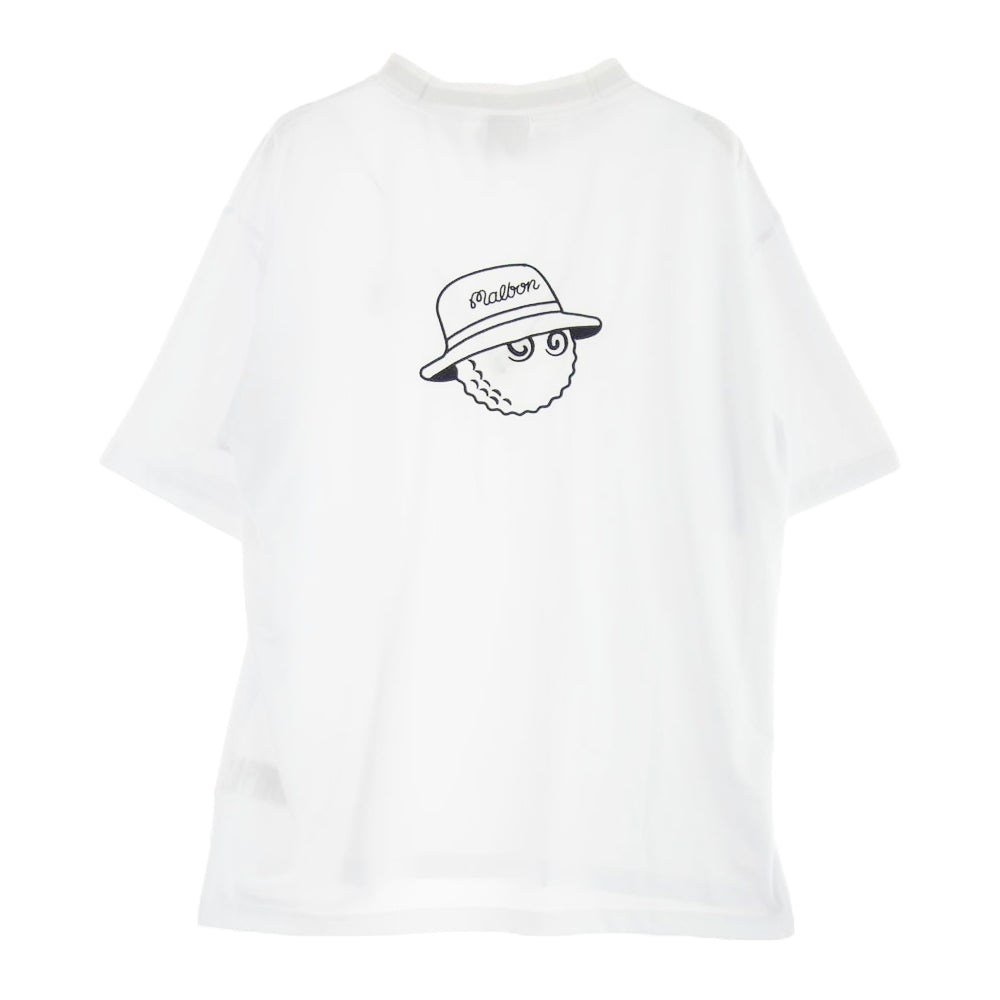 マルボンゴルフ ロゴ 刺繍 ストレッチ モックネック 半袖  Tシャツ ホワイト ホワイト系 XL【中古】