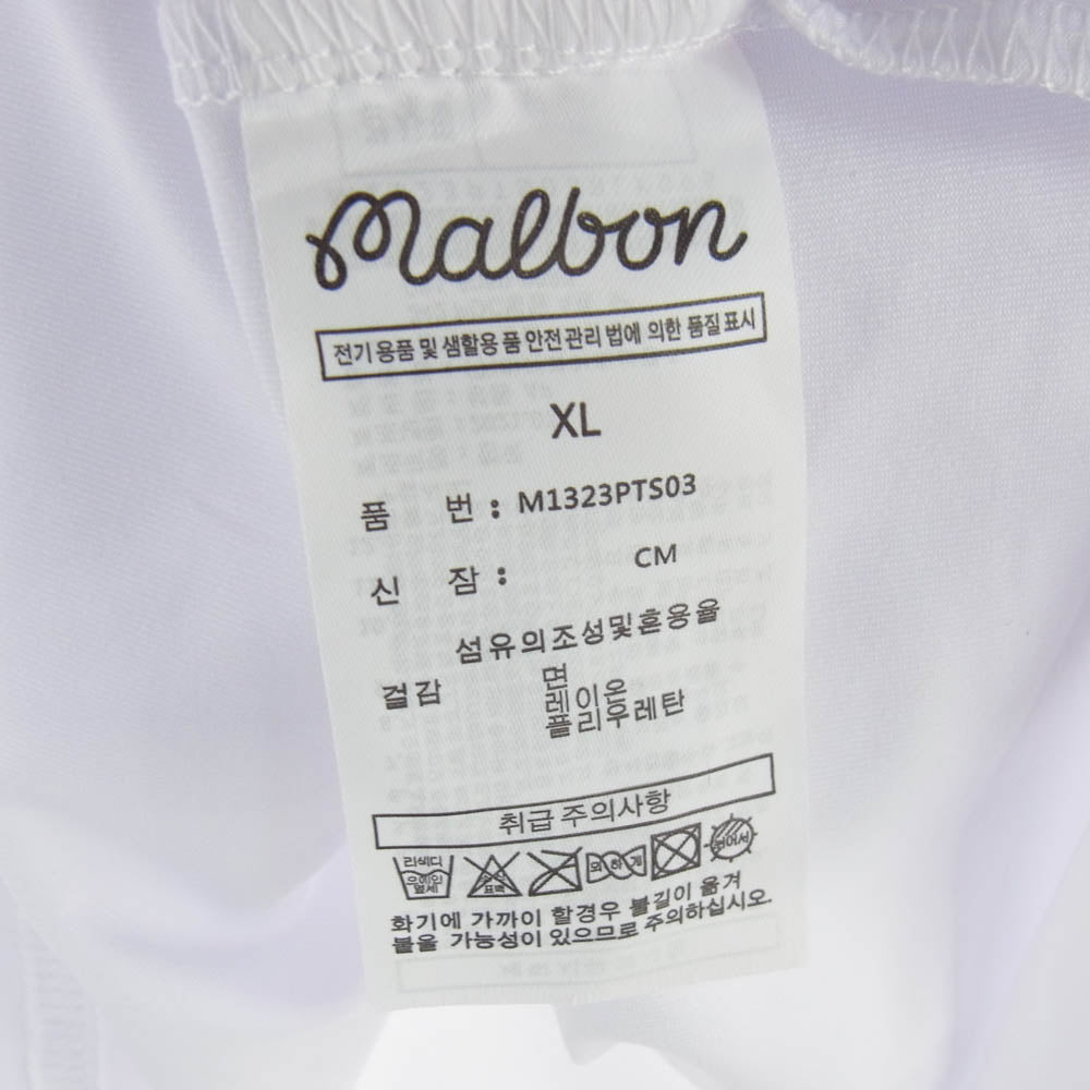 マルボンゴルフ ロゴ 刺繍 ストレッチ モックネック 半袖  Tシャツ ホワイト ホワイト系 XL【中古】
