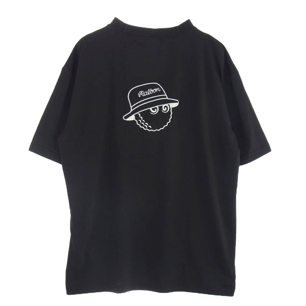 マルボンゴルフ ロゴ 刺繍 ストレッチ モックネック 半袖  Tシャツ ブラック ブラック系 XL【中古】