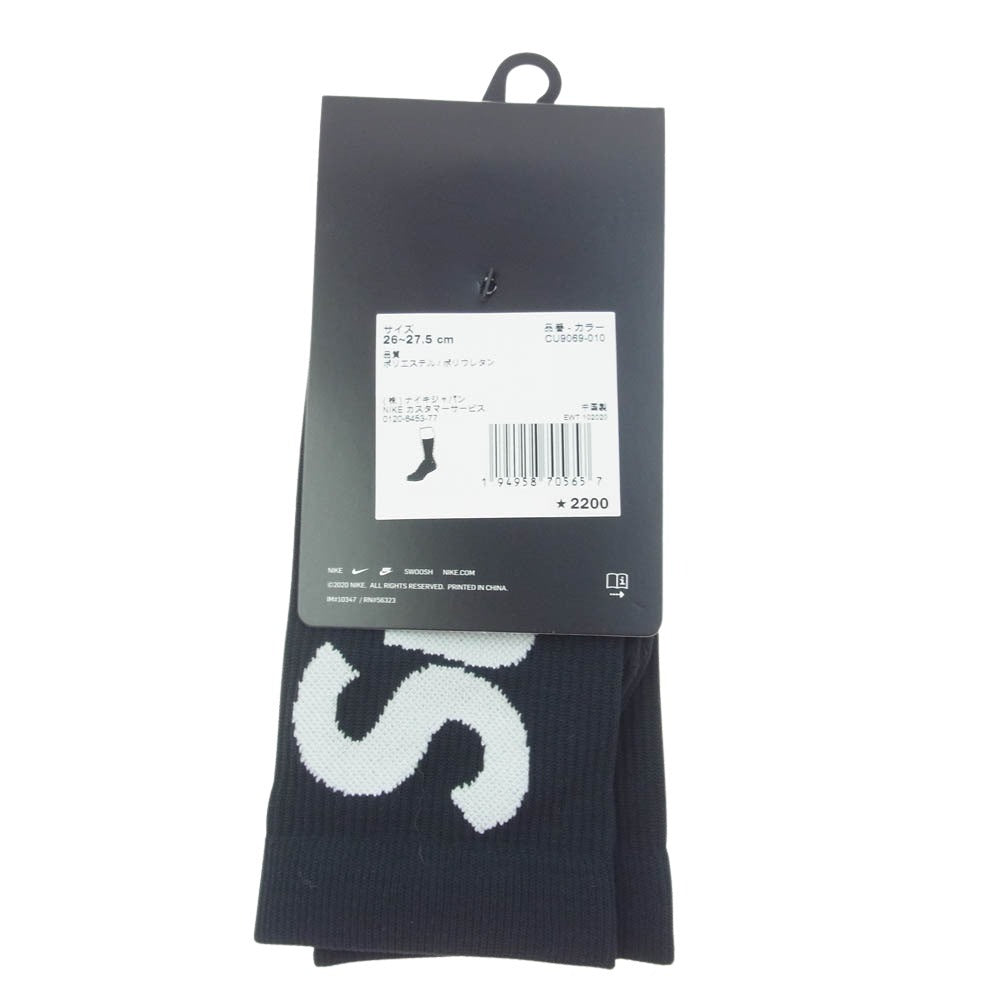 Supreme シュプリーム 21SS Nike Lightweight Crew Socks ナイキ ライトウェイト クルー ソックス ブラック ブラック系 26-27.5cm【新古品】【未使用】【中古】