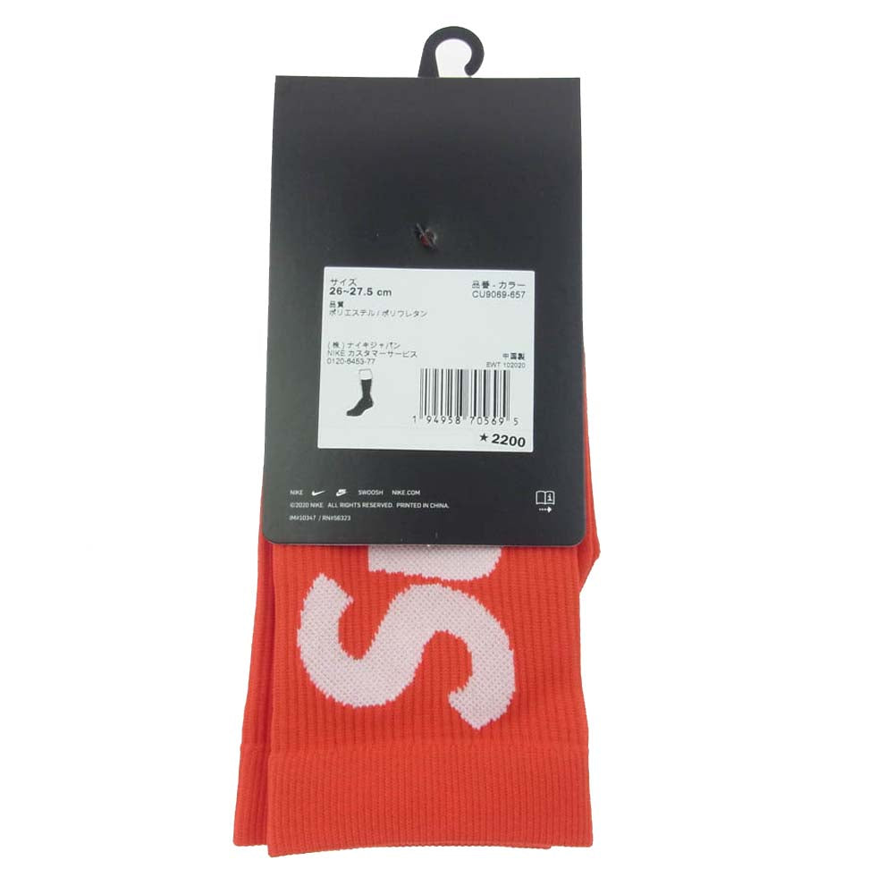 Supreme シュプリーム 21SS Nike Lightweight Crew Socks ナイキ ライトウェイト クルー ソックス レッド レッド系 26-27.5cm【新古品】【未使用】【中古】