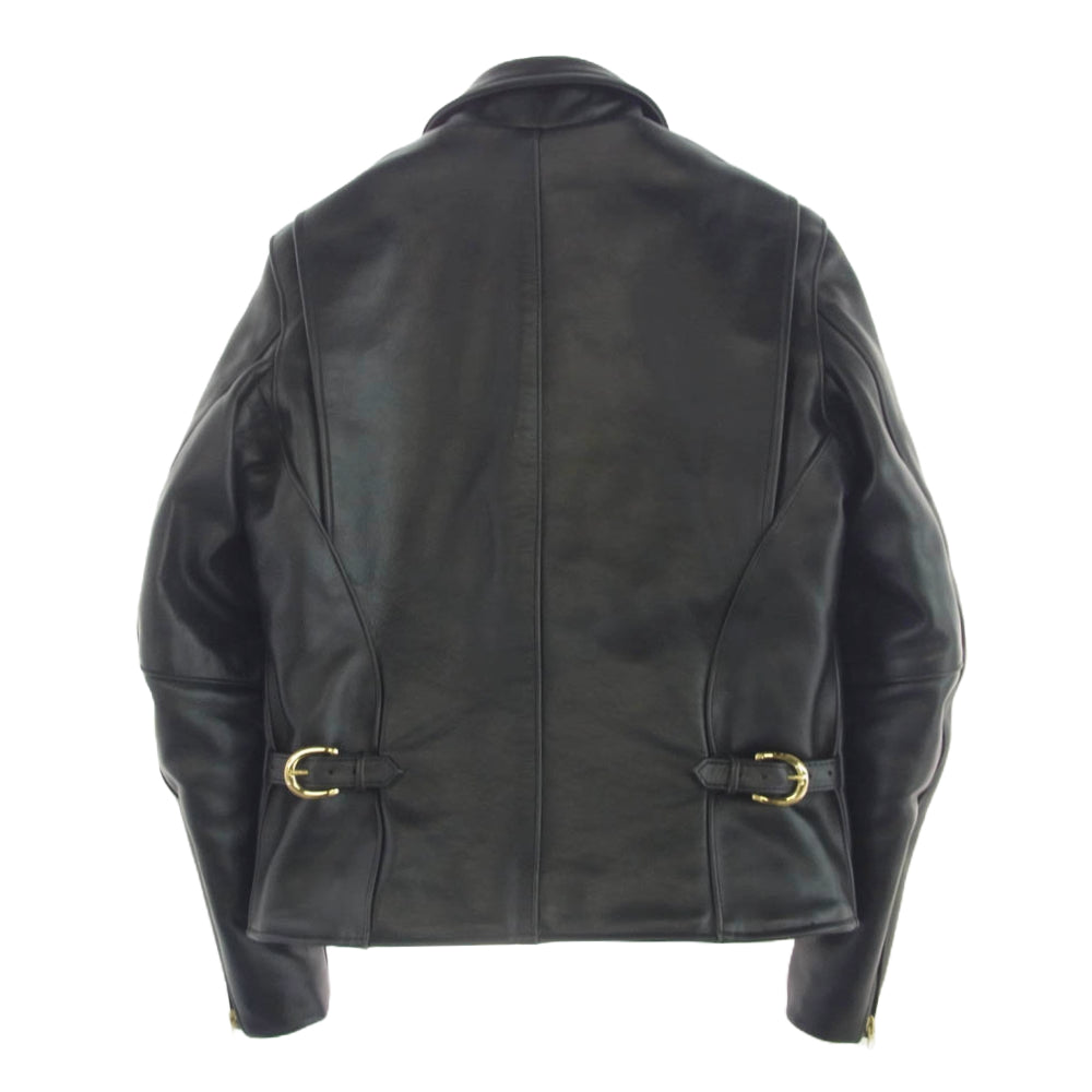 VANSON バンソン 9D 襟付 シングル レザーライダース ジャケット ブラック系 40【中古】