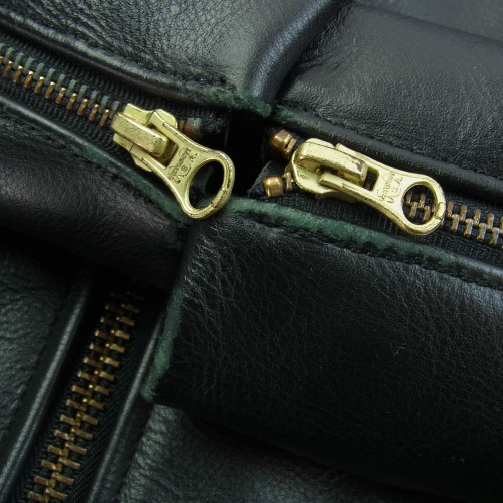 VANSON バンソン 9D 襟付 シングル レザーライダース ジャケット ブラック系 40【中古】