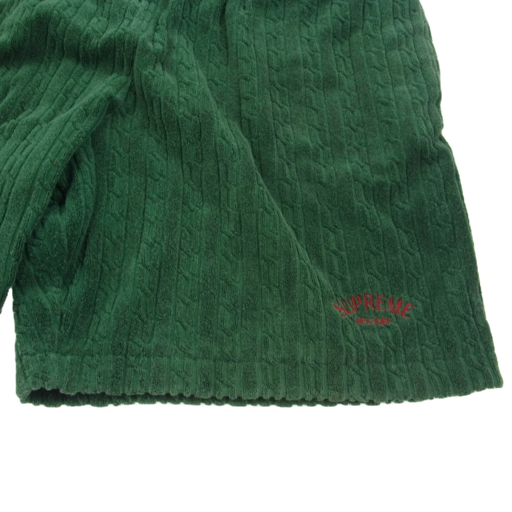 Supreme シュプリーム 18SS Cable Knit Terry Short ケーブルニット テリー パイル ショート パンツ グリーン グリーン系 L【中古】