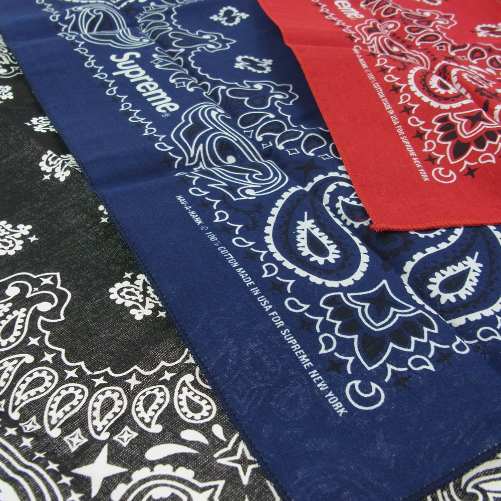 Supreme シュプリーム 24SS Hav-A-Hank Bandanas Pack of 3 バンダナ 3点セット レッド系 ブラック系 ブルー系【美品】【中古】