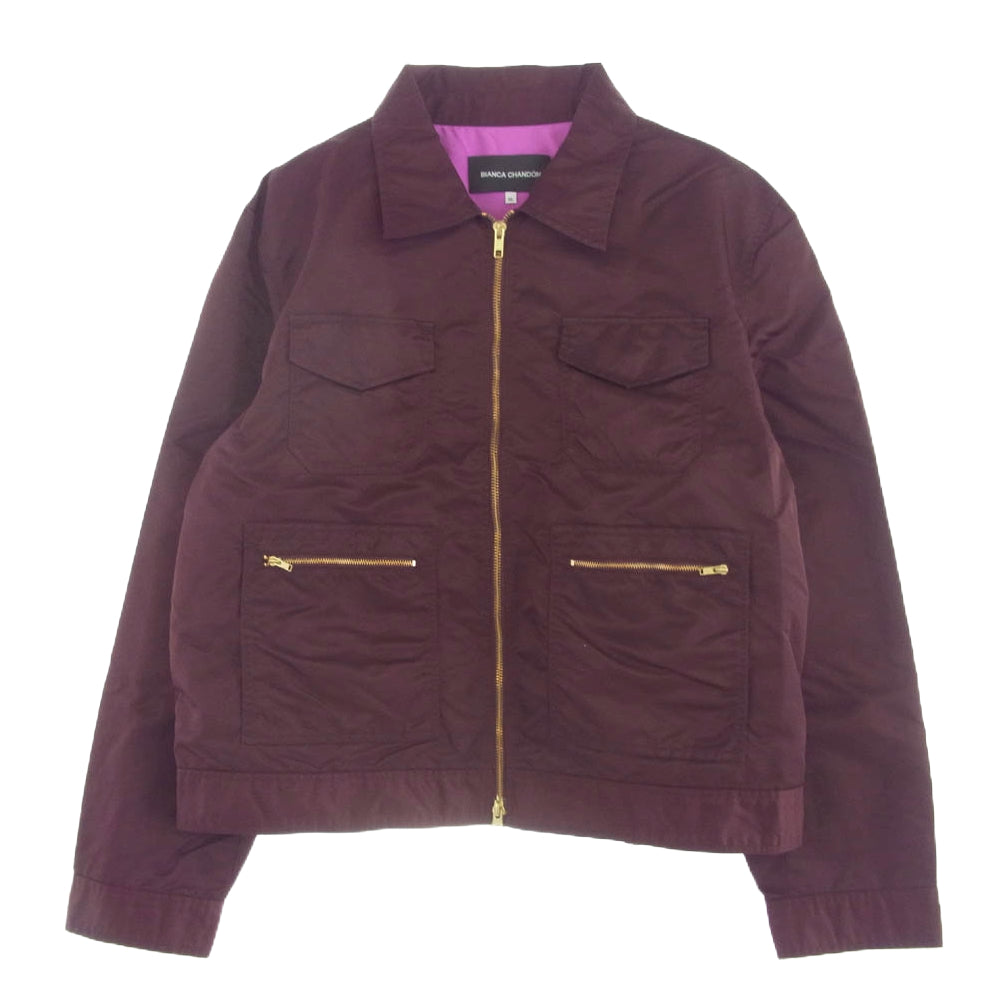 ビアンカシャンドン Aviator Satin Station Jacket アビエーター サテン ステーション ジップアップ ジャケット ボルドー ワインレッド系 XL【中古】