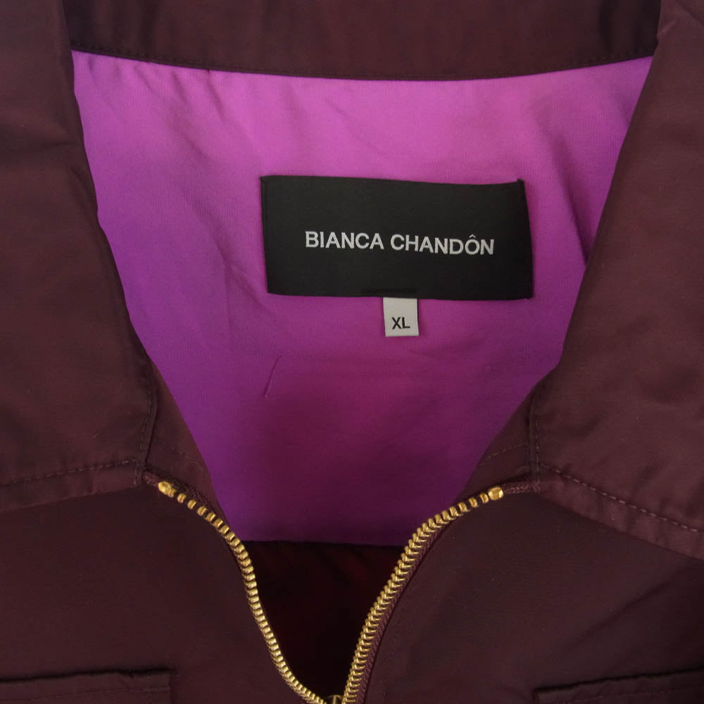 ビアンカシャンドン Aviator Satin Station Jacket アビエーター サテン ステーション ジップアップ ジャケット ボルドー ワインレッド系 XL【中古】