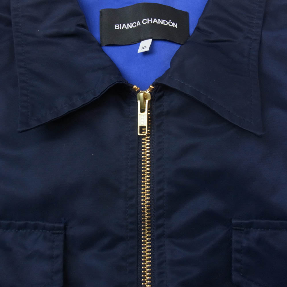 ビアンカシャンドン Aviator Satin Station Jacket アビエーター サテン ステーション ジップアップ ジャケット ネイビー系 XL【中古】