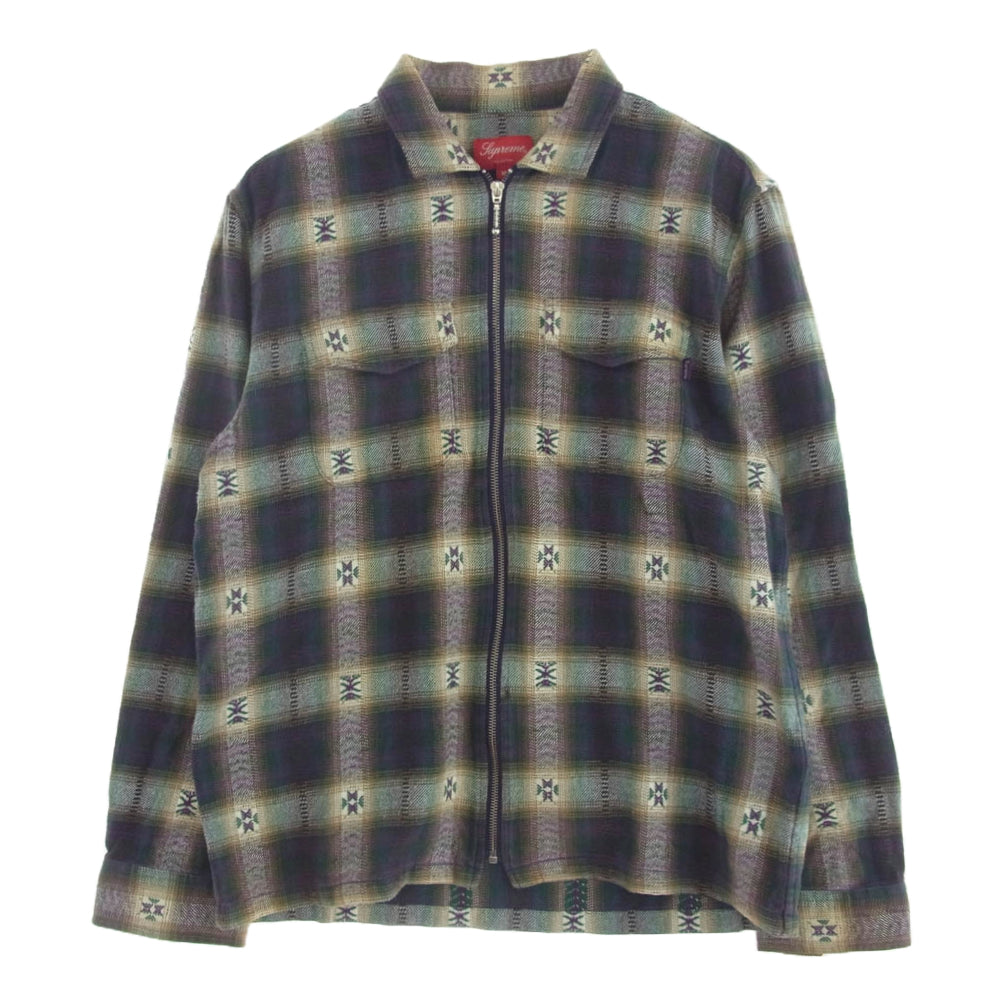 Supreme シュプリーム 17AW Plaid Flannel Zip Up Shirt プラッド フランネル ジップアップ シャツ ジャケット M マルチカラー系 M【中古】