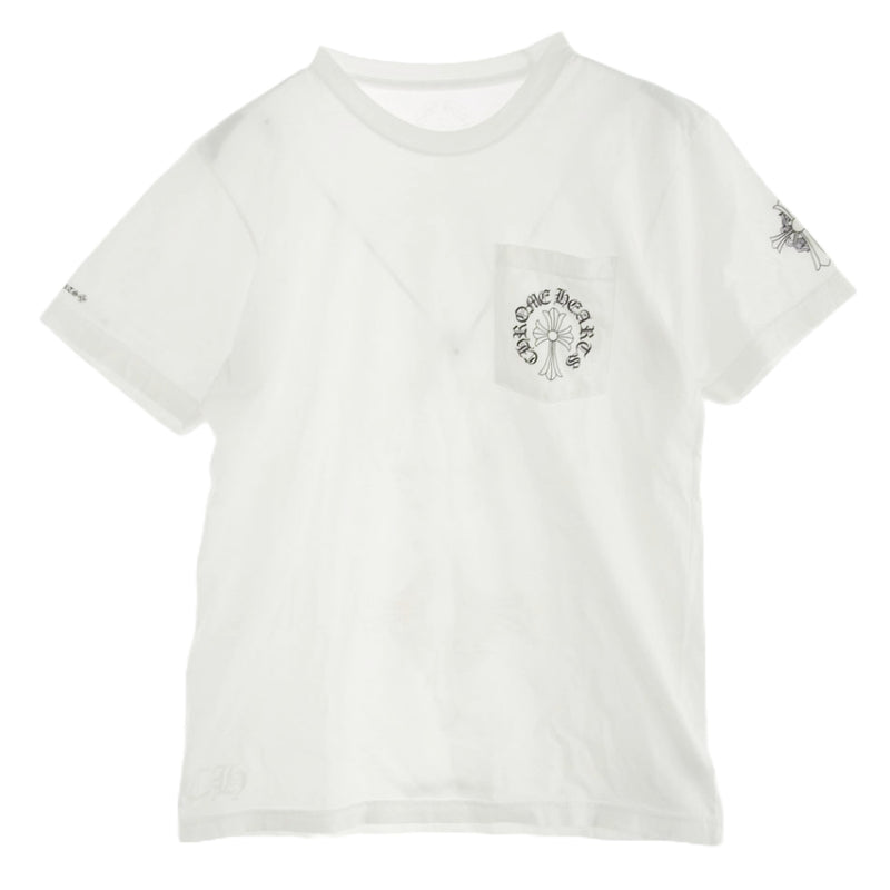 CHROME HEARTS クロムハーツ（原本無） バッククロス ロゴ プリント 半袖 ポケット Tシャツ ホワイト系 M【中古】